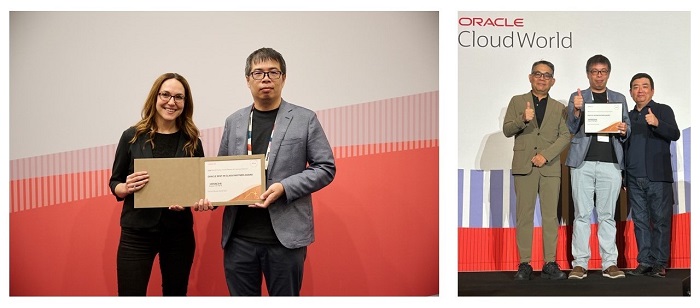 [image]Left: Leah Yomtovian of Oracle, Hajime Hirose of Hitachi, Right: Toshimitsu Misawa of Oracle Japan, Hajime Hirose of Hitachi, Morikazu Sano of Oracle Japan