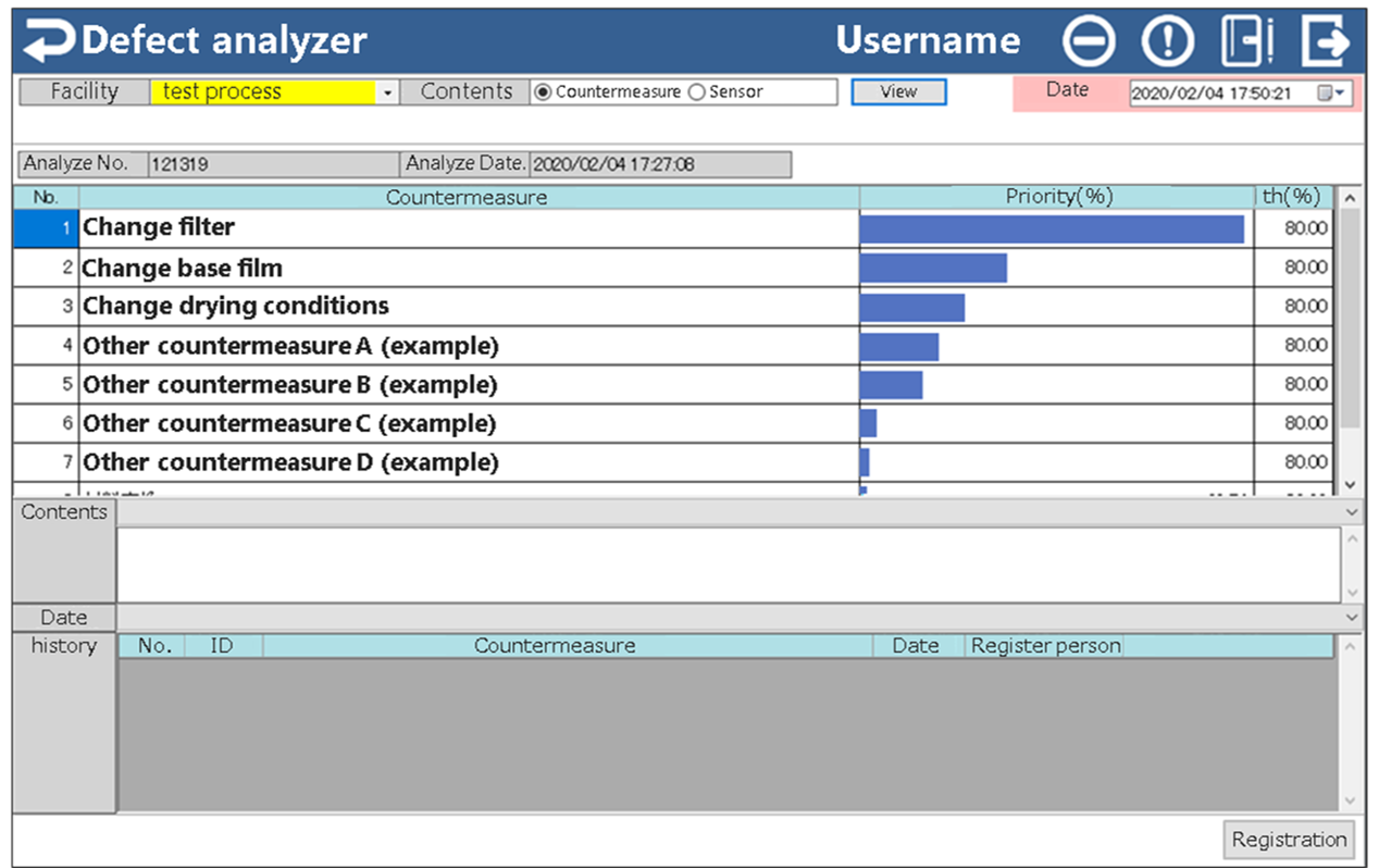 Figure 3: Sample GUI of the developed system. When defects are generated, operators launch it.